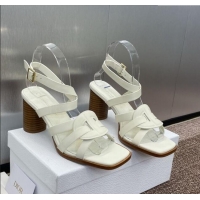 ​Top Design Dior D-Club Heeled Sandals 8cm in Calfskin Leather D0028 White 2025