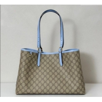 Original Discount Gucci GG Canvas Emblem Large Tote bag 815213 Beige/Blue 2025