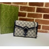 Original Cheap Gucci Dionysus GG Canvas Chain Wallet 401231 Beige/Blue 2025