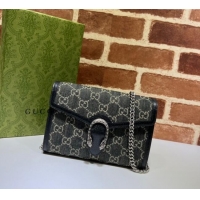 Buy Luxury Gucci Dionysus GG Denim Chain Wallet 401231 Black 2025