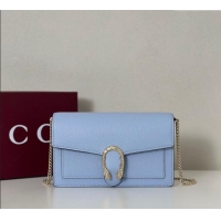 Pretty Style Gucci Dionysus wallet on chain in grainy leather 837373 Light Blue 2025