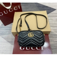 Good Looking Gucci GG Marmont Leather Mini Camera Bag 448065 Black 2025