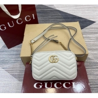 Good Looking  Gucci GG Marmont Leather Mini Camera Bag 448065 Light Grey 2025