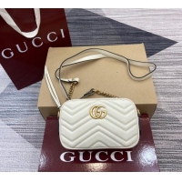 Traditional Discount Gucci GG Marmont Leather Mini Camera Bag 448065 White 2025