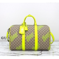 Grade Quality Gucci Men's GG Fabric Medium duffle bag with print 834962 Beige/Acid Green 2025