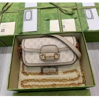 Top Design Gucci Horsebit 1955 small shoulder bag in GG Canvas and Leather 735178 Oatmeal/Beige 2025