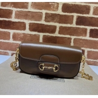 Super Quality Gucci Horsebit 1955 small shoulder bag in Leather 735178 Dark Brown 2025