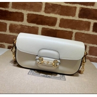 Best Product Gucci Horsebit 1955 small shoulder bag in Leather 735178 White/Gold 2025
