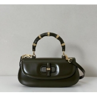 Luxury Classic Gucci Leather Bamboo Diva medium bag 827750 Forest Green 2025
