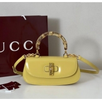 Super Quality Gucci Leather Bamboo Diva medium bag 827750 Yellow 2025