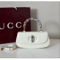 Buy Discount Gucci Leather Bamboo Diva medium bag 827750 White 2025