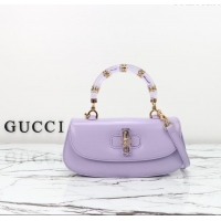 New Fashion Gucci Leather Bamboo Diva medium bag 827750 Lilac Purple 2025