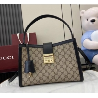 Top Grade Gucci Padlock GG Canvas Large Handbag 838991 Black 2025