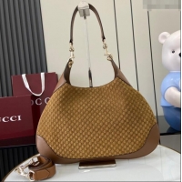 Luxury Classic Gucci B medium shoulder bag in Micro GG Suede 834981 Brown 2025