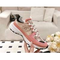 Good Product Chanel Laminated Calfskin & Suede Sneakers Gold/Pink 2025 G46609