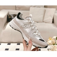 Shop Cheap Chanel Laminated Calfskin & Suede Sneakers Light Gold/Grey 2025 G46609