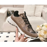 Fashion Chanel Laminated Calfskin & Suede Sneakers Bronze/Grey 2025 G46609