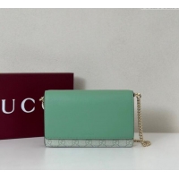 Best Product Gucci GG Emblem wallet on chain 826720 Sage Green 2025