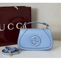 Grade Quality Gucci Blondie leather medium top handle bag 815714 Light Blue 2025