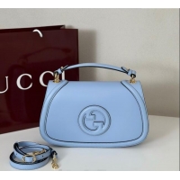 Famous Brand Gucci Blondie Leather Large Top Handle Bag 815716 Light Blue 2025