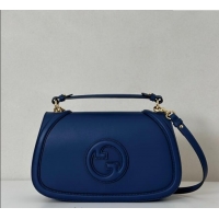 Low Cost Gucci Blondie Leather Large Top Handle Bag 815716 Dark Blue 2025