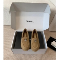 ​Modern Classic Chanel Suede & Shearling Wool Loafers Flat CH112005 Camel Brown 2024