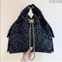 Spot Bulk Chanel Tweed & Sequins Medium Hobo Bag AS5311 Black 2025 Top Quality