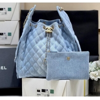 Buy Grade Chanel Denim Medium Hobo Bag AS5311 Light Blue 2025 Top Quality
