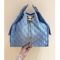 Buy Grade Chanel Denim Medium Hobo Bag AS5311 Light Blue 2025 Top Quality