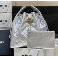 Luxury Classic Chanel Haas Grained Calfskin Medium Hobo Bag AS5311 Silver 2025 Top Quality