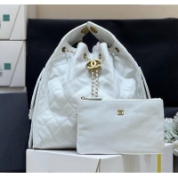 Promotional Chanel Haas Grained Calfskin Medium Hobo Bag AS5311 White 2025 Top Quality