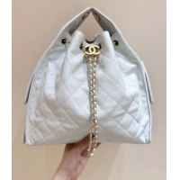 Promotional Chanel Haas Grained Calfskin Medium Hobo Bag AS5311 White 2025 Top Quality