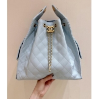 Best Price Chanel Haas Grained Calfskin Medium Hobo Bag AS5311 Light Blue 2025 Top Quality