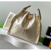 Luxury Cheap Chanel Grained Calfskin Medium Hobo bag AS5311 Gold 2025