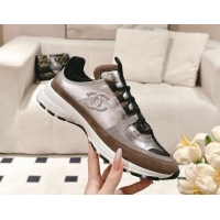 Buy Discount Chanel Laminated Calfskin & Suede Sneakers Brown 2025 G46609