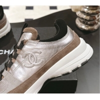 Buy Discount Chanel Laminated Calfskin & Suede Sneakers Brown 2025 G46609