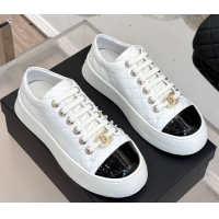 Classic Hot Chanel Quilted Calfskin Platform Sneakers 3.5cm White 2025 G46620