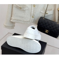 Classic Hot Chanel Quilted Calfskin Platform Sneakers 3.5cm White 2025 G46620