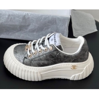 Popular Style Chanel Leather Platform Sneakers Grey 2025 CH071513