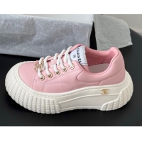 Best Product Chanel Leather Platform Sneakers Light Pink 2025 CH071513