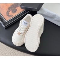 Shop Duplicate Chanel Leather Platform Sneakers White 2025 CH071513