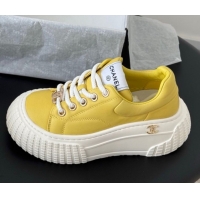 Good Quality Chanel Leather Platform Sneakers Yellow 2025 CH071513