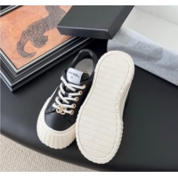 Top Grade Chanel Leather Platform Sneakers Black 2025 CH071513