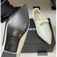 Most Popular Chanel Crumpled Patent Calfskin Loafers with Bow White 2025 G46550