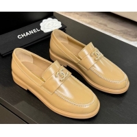 Cheap Price Chanel Shiny Calfskin Loafers with Chain and Strass CC Yellow 2025ss G37430