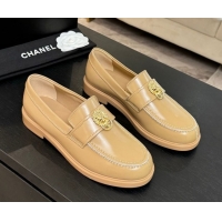 Charming Chanel Shiny Calfskin Loafers with Lion Yellow 2025 CH051714
