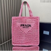 Best Price Prada Raffia Tote Bag 1BG393 Pink 2024