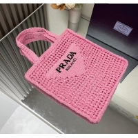 Best Price Prada Raffia Tote Bag 1BG393 Pink 2024
