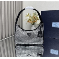 Buy Cheap Prada Re-Edition Satin Mini-bag with Crystals 1NE515 Black 2025
