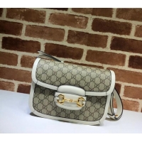 Cheapest Gucci Horsebit 1955 GG Canvas Shoulder Bag 602204 White 2024